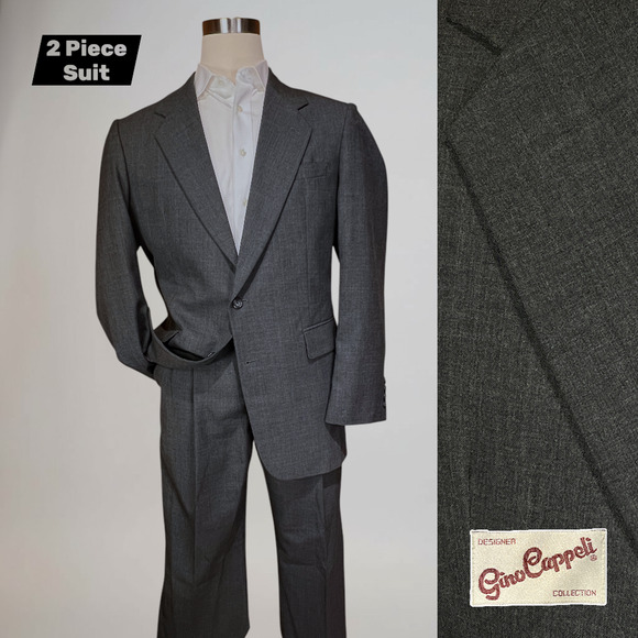 Gino Cappeli Other - Vintage Gino Cappeli 44L 36x32 Two-Tone Charcoal Gray 2-Piece Suit